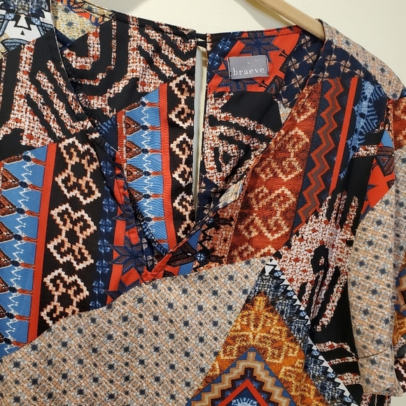 Braeve casual COLORFULL Light wei shift gerometric print short dress M - Picture 6 of 10